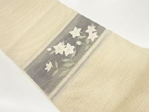 絽綴れすくい織横段に桔梗模様織出し名古屋帯